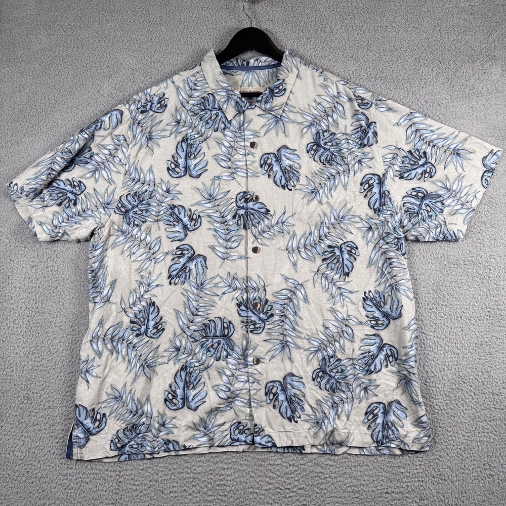 Tommy Bahama Shirt Mens 2XL Silk Floral Hawaiian Camp Button Up Original Fit